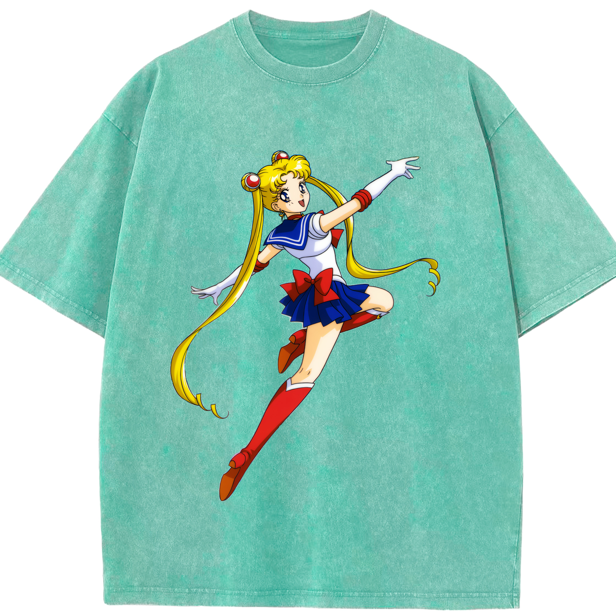 （画像用） 美少女戦士セーラームーン 月野 うさぎ つきの うさぎ Sailor Moon Tsukino Usagi 綿100% ヴィンテージ風 半袖Tシャツ（フロントプリント）